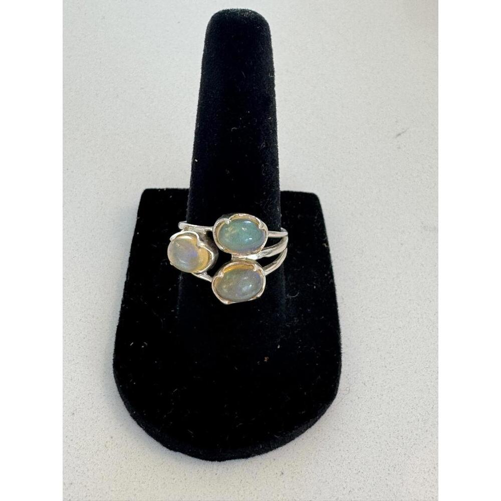 Vintage Simulated Sterling and Amber Ring